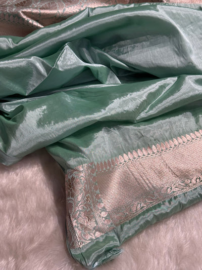 Powder Green Crepe Silky Katan Banarasi Saree CSK-01