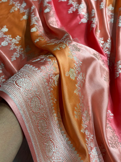 Peach Rangkat Banarasi Cross Mashru Silk Saree MSRK01