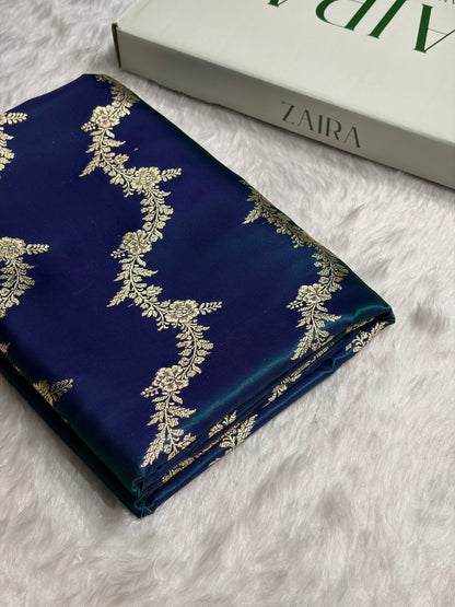 Peacock Shades Banarasi Satin Silk Saree SS35