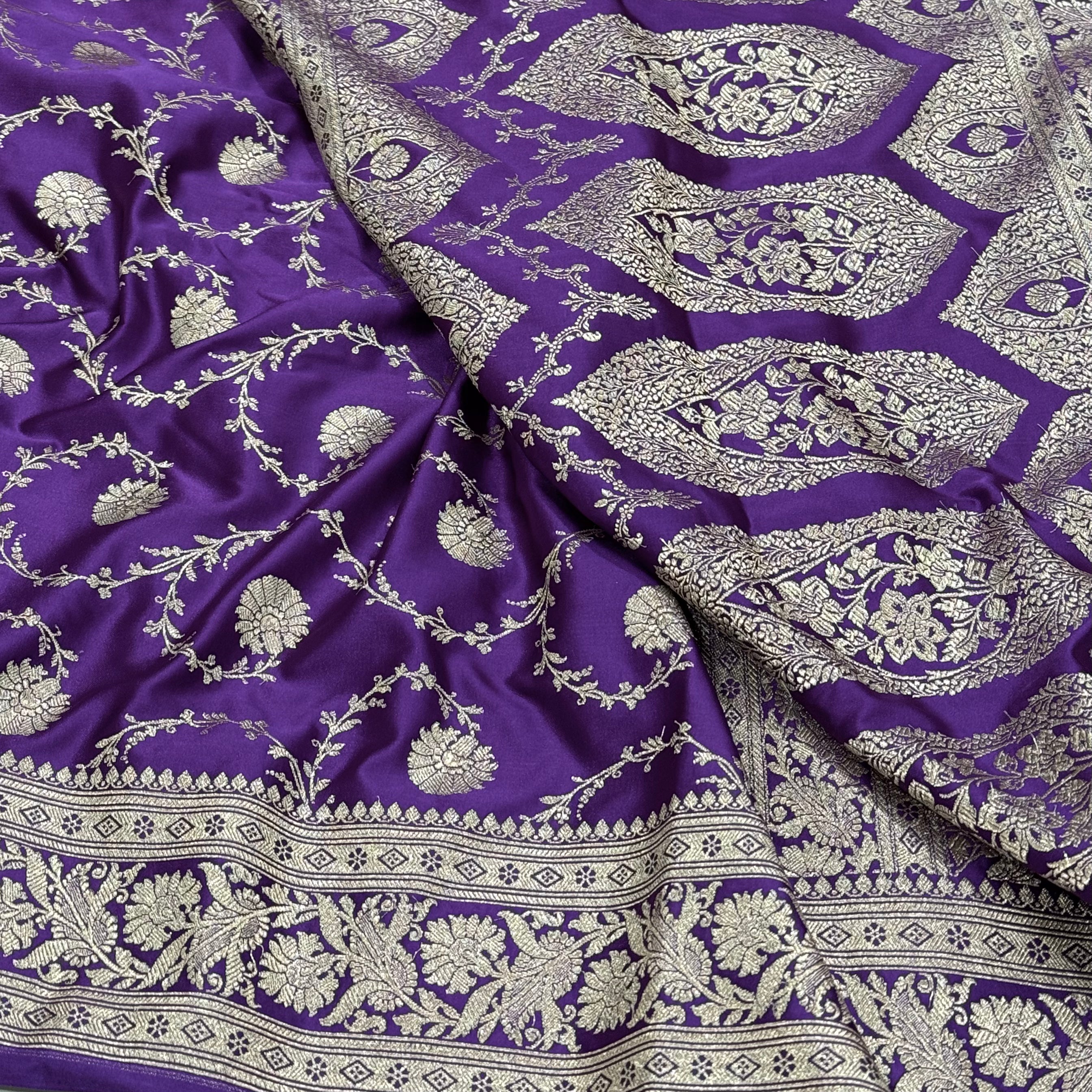 Maganta Mashru Silk Jaal