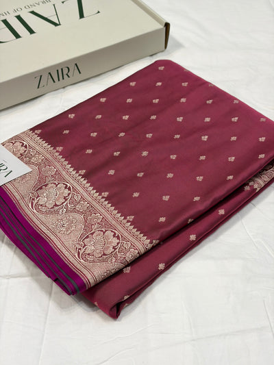 Rusty Mauve Shade With Booti Pattern Mashru Silk Saree