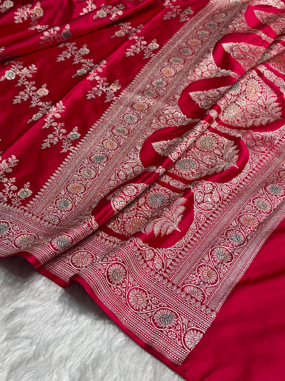 Dark Pink Minakari Banarasi Cross Mashru Silk Saree MS01
