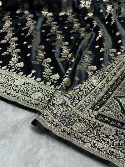 Black Booti Banarasi Katan Silk Saree SK24