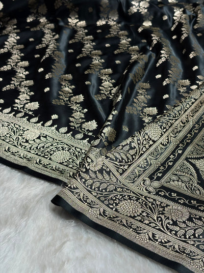 Black Booti Banarasi Katan Silk Saree SK24