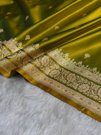 Liril Green Booti Pattern Satin Katan Silk Saree SK66