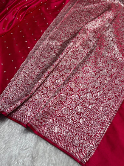 Dark Pink Shades Booti Mashru Silk Saree MS70