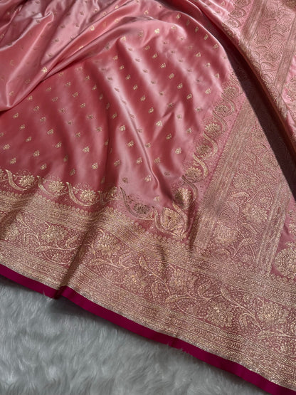 Katan Silk Saree In Baby Pink Shades SK08