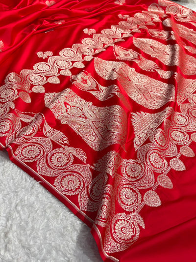 Red Shades Banarasi Boota Pattern Floral Mashru Silk Saree MSM-110