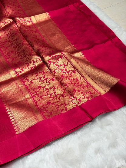 Dark Pink Boota Handwoven Raw Mango Silk RM-28