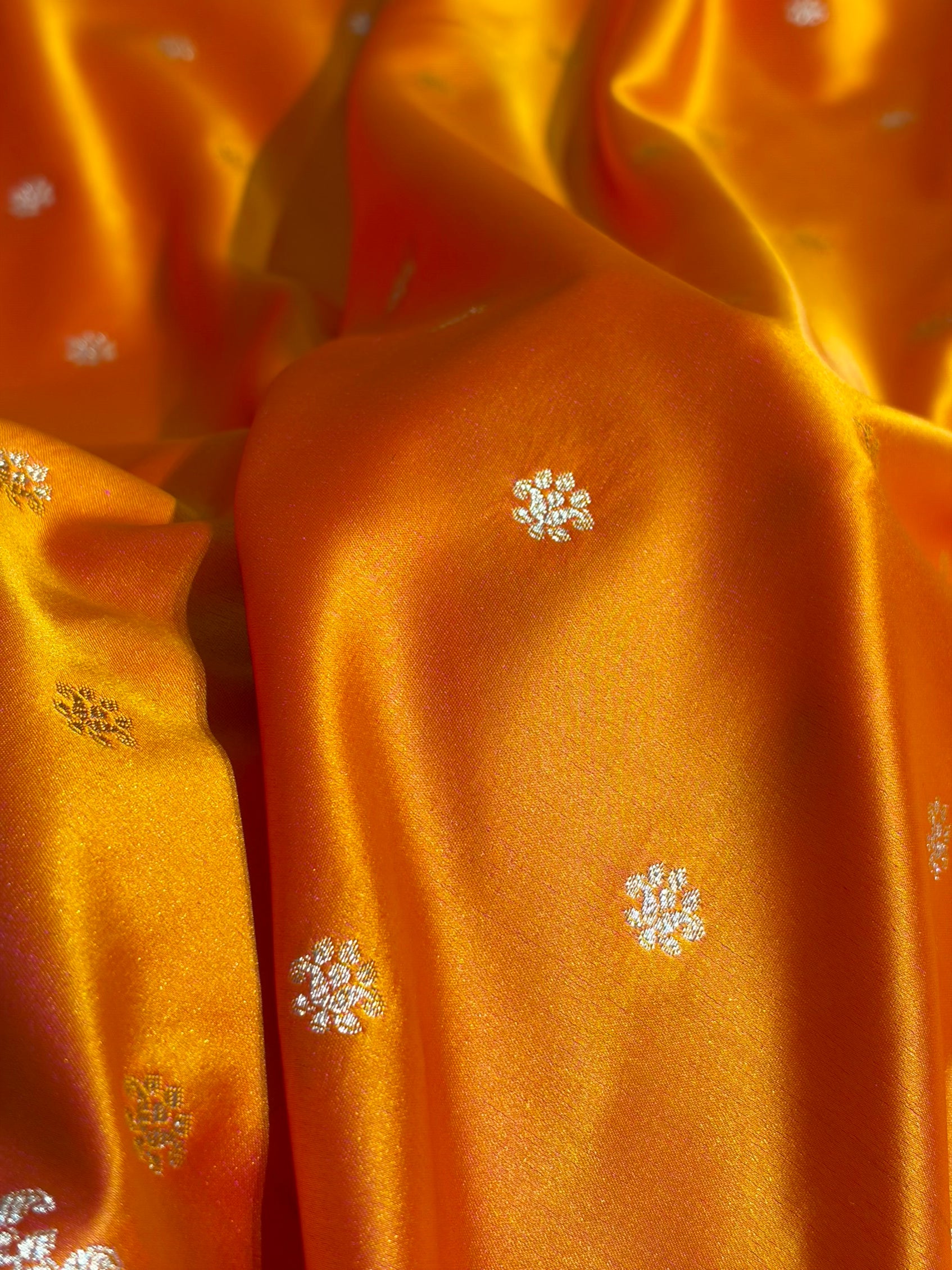 Banarasi Satin Katan Saree With Boota Pattern in Fanta Orange Shades SK127