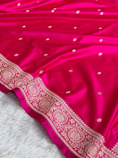 Cross Rani Floral Boota With Floral Border Mashru Silk Saree MSM-81