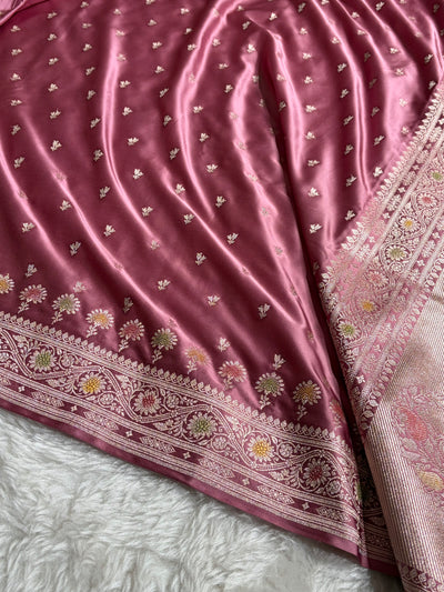 Banarasi Mauve Shades Minakari Booti Mashru Silk Saree MCS72