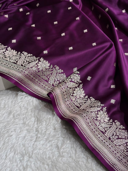 Wine Shades Motif Booti Mashru Silk Saree