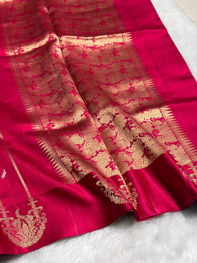 Dark Pink Shades Rangkart Handwoven Pure Katan Paper Silk RM-44