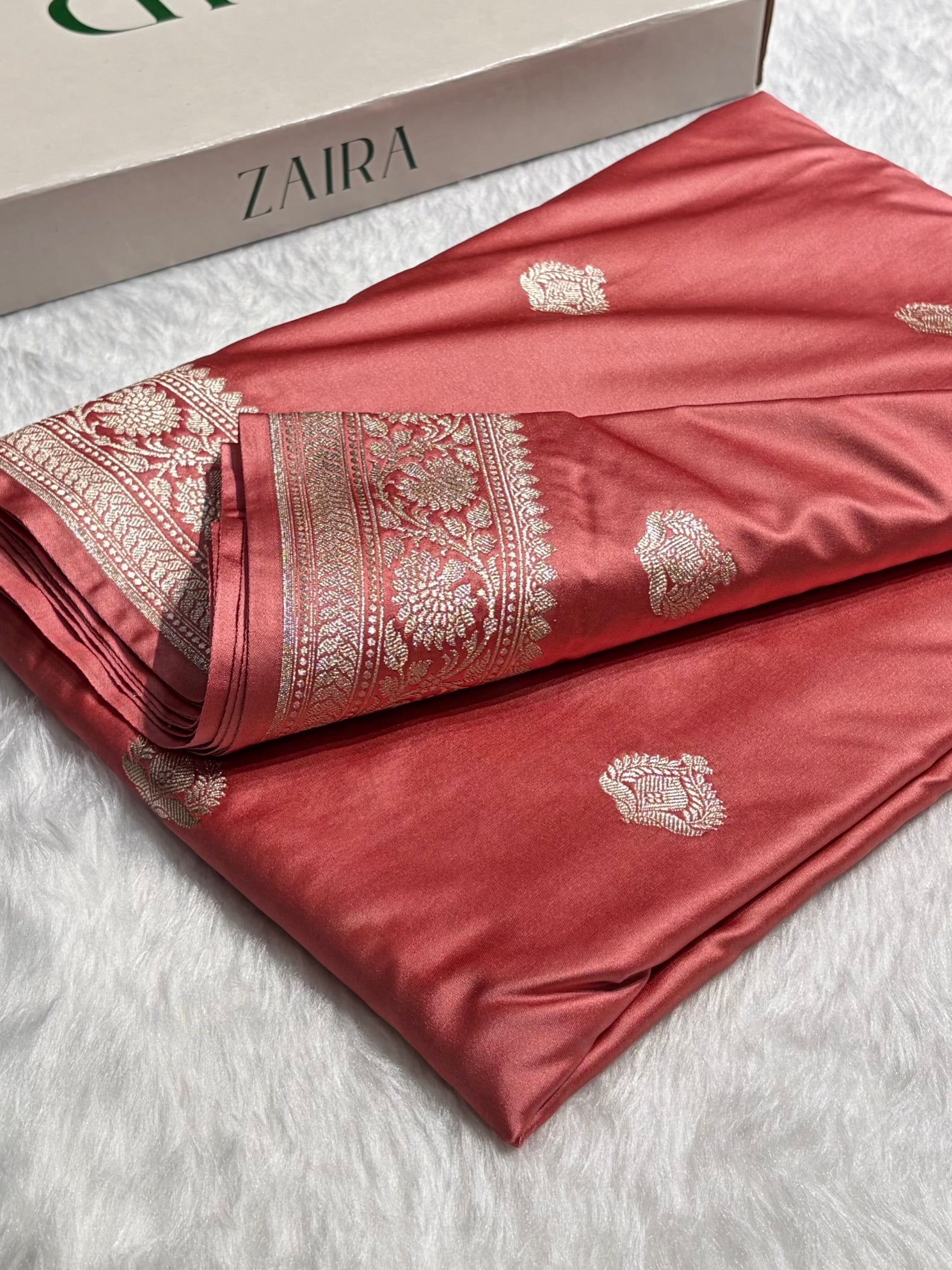Peach Shades Boota Mashru Silk Saree MS16