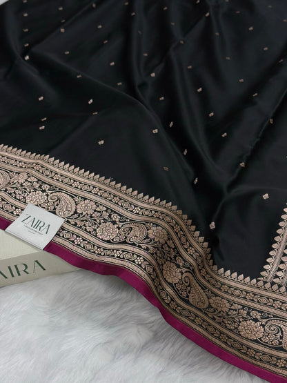 Black shades Mashru Silk Saree for Festive Seasons
