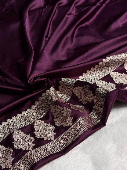 Wine Boota Motif Mashru Silk Saree MS43