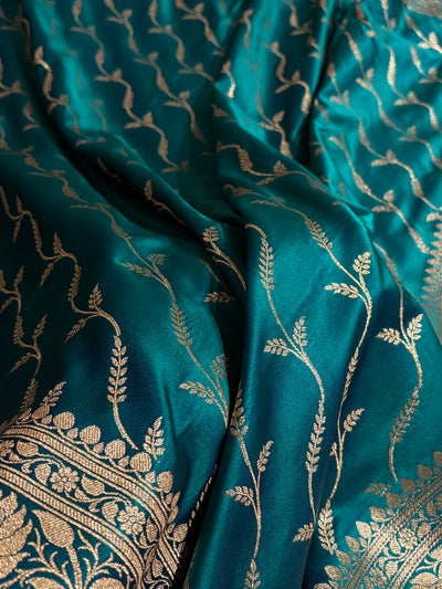 Cross Wine Floral Pattern Satin Katan Silk saree SK37