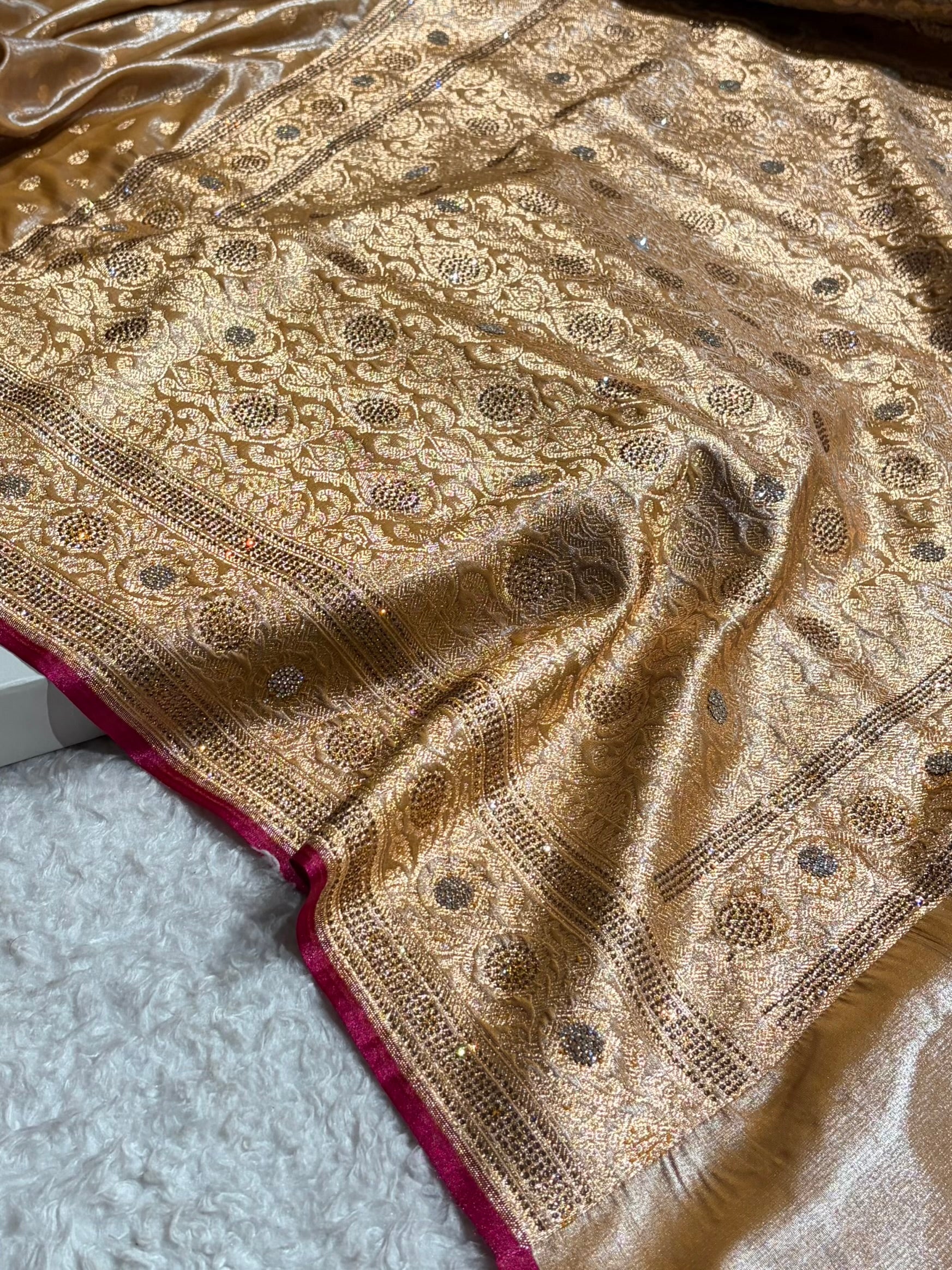 Birdal Satin Silk Booti in Beige Shades BSS01 (R)