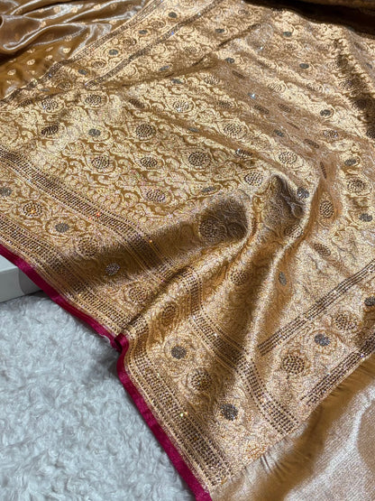 Birdal Satin Silk Booti in Beige Shades BSS01 (w)