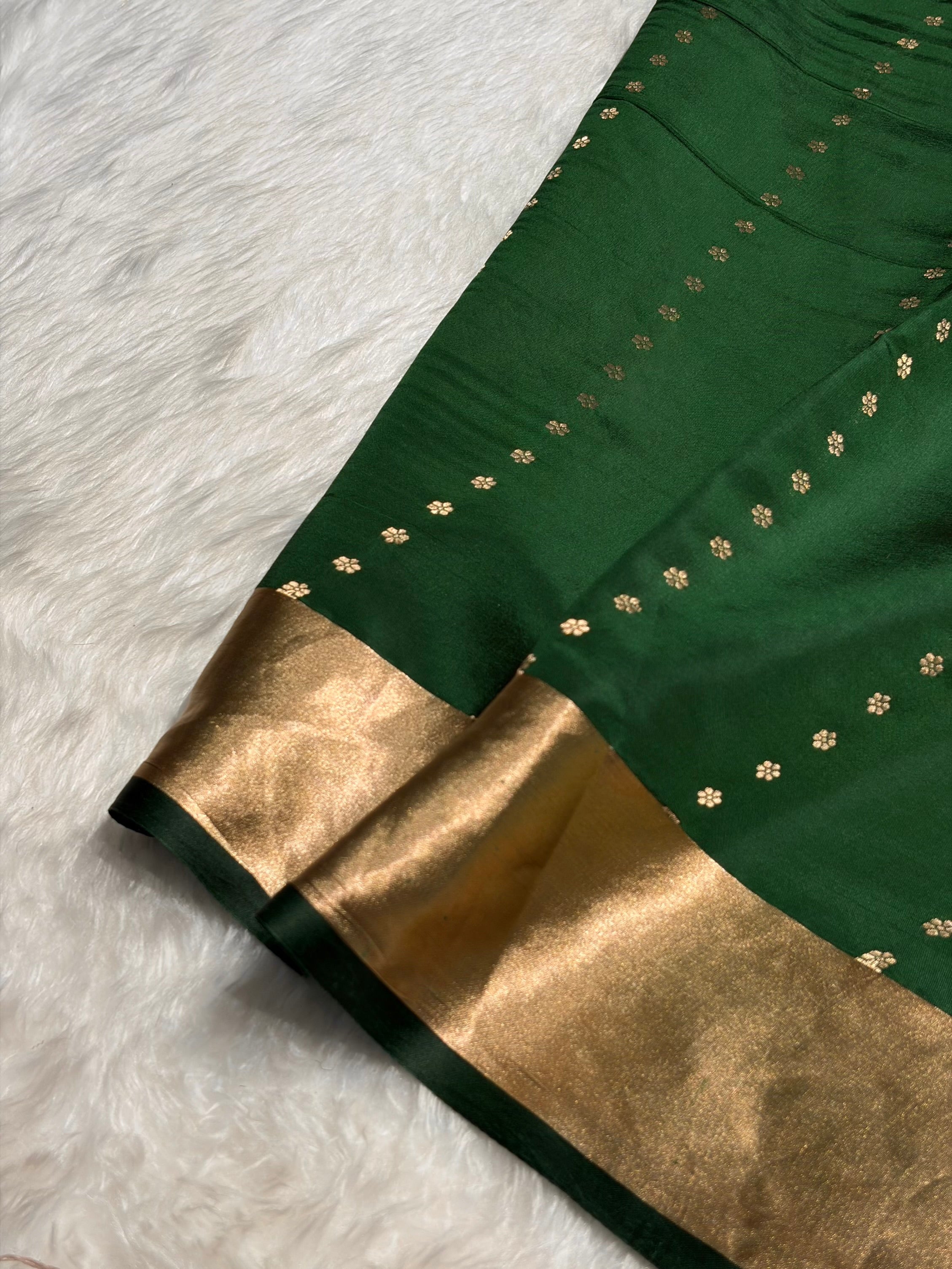 Bottle Green Shades Handwoven Pure Raw Mango Silk RM-53