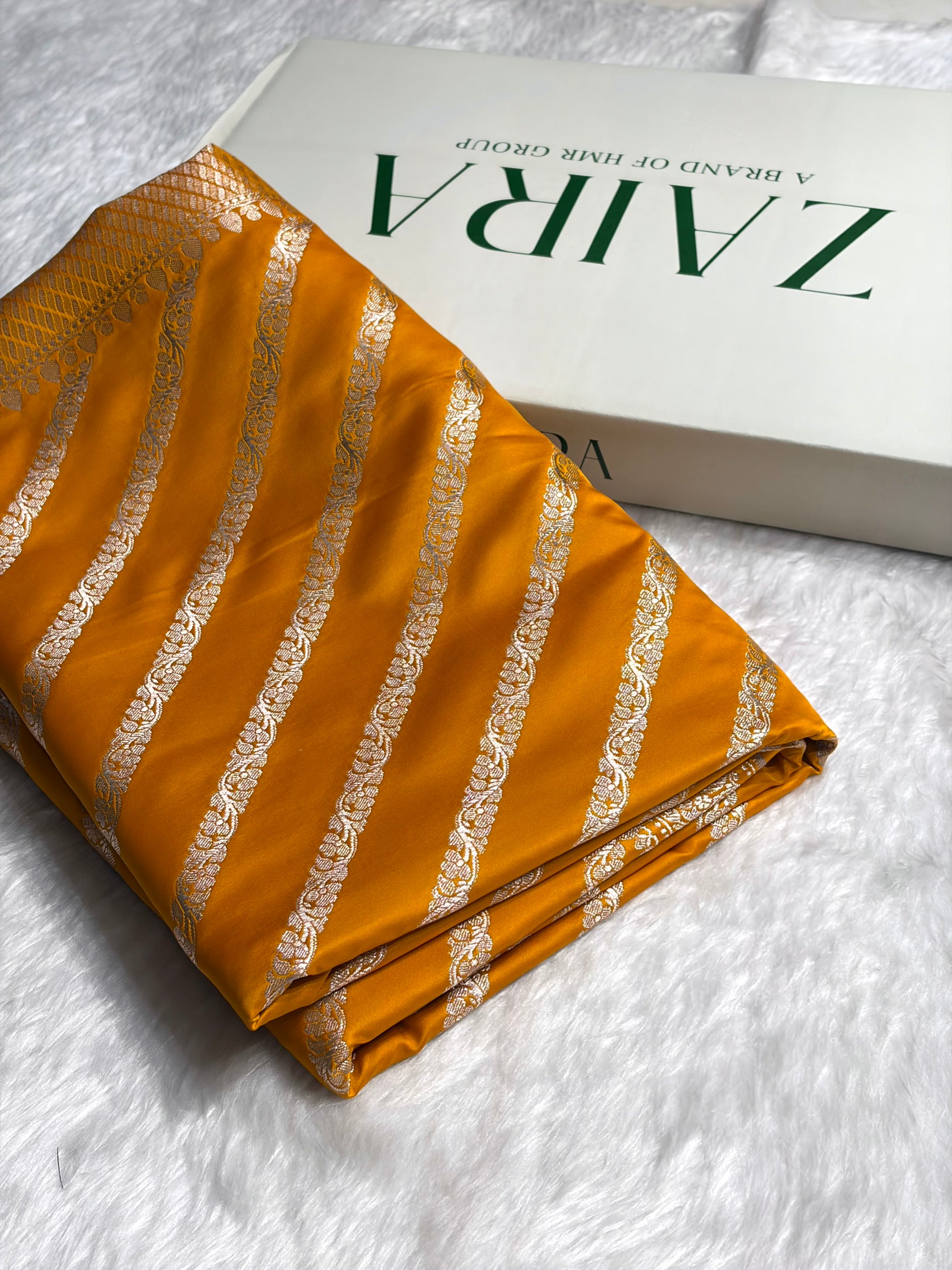 Mustard With Floral Border Mashru Silk Saree MSM-98