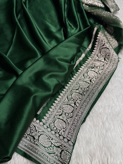 Booti Motif In Dark Mehandi Mashru Silk Saree MCS10