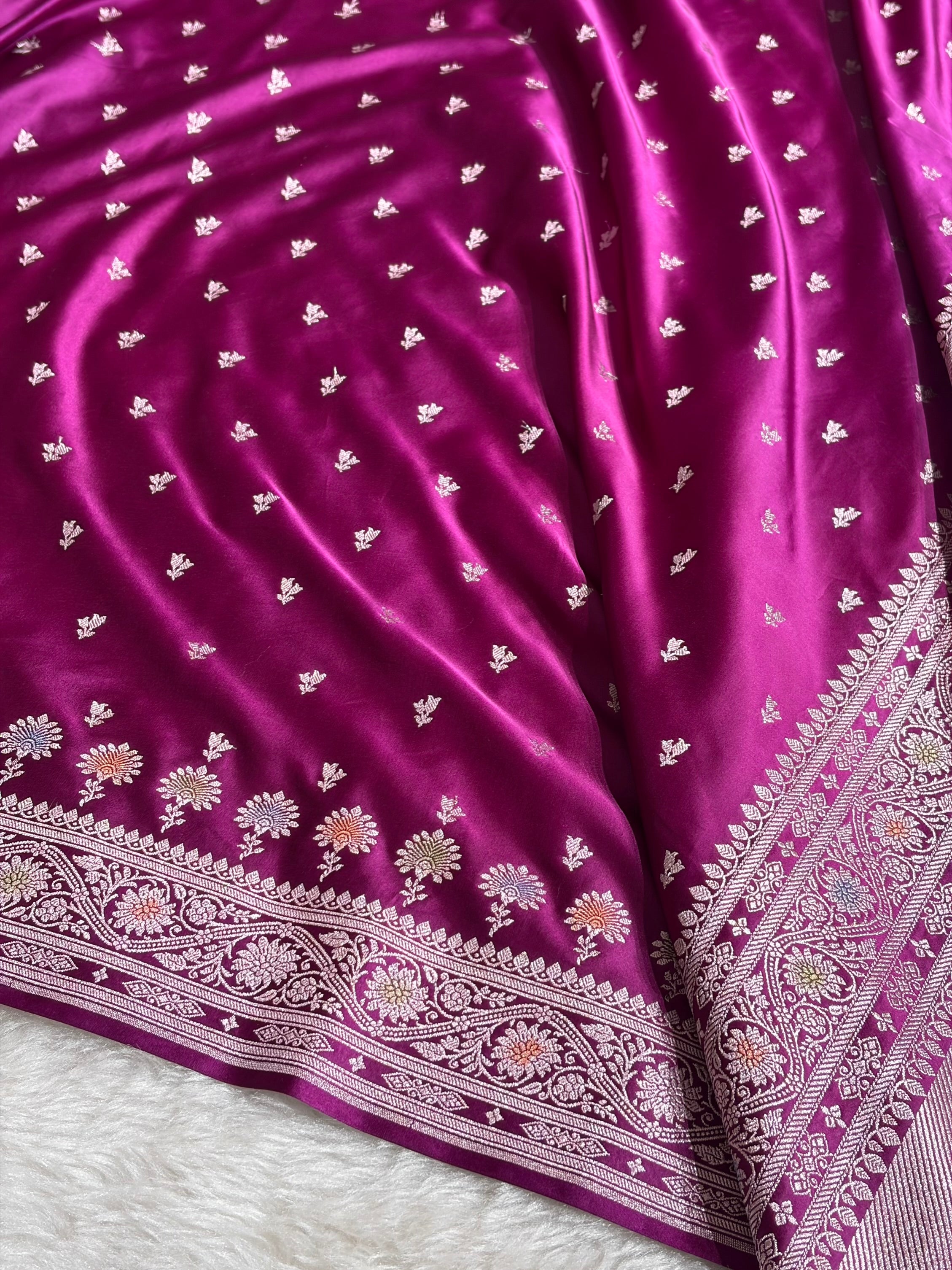 Banarasi Wine Shades Minakari Booti Mashru Silk Saree MCS72