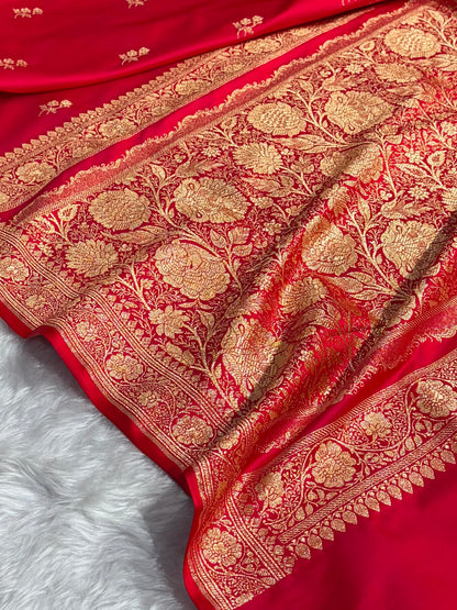 Red Shades Banarasi Boota Pattern Floral Mashru Silk Saree MSM-107