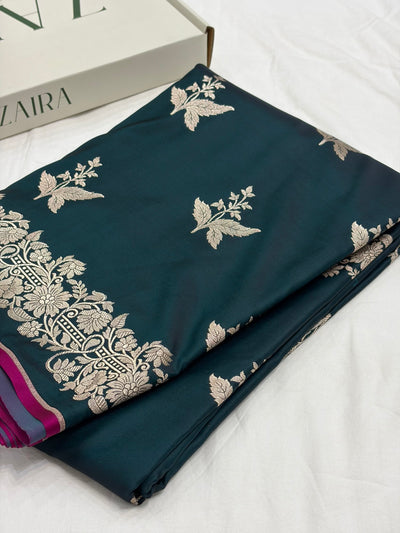 Rama Shade With Booti Pattern Mashru Silk Saree