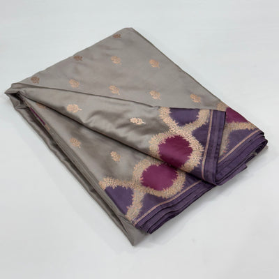 Mause Gray Rangkart Scallop Mashru Silk Saree