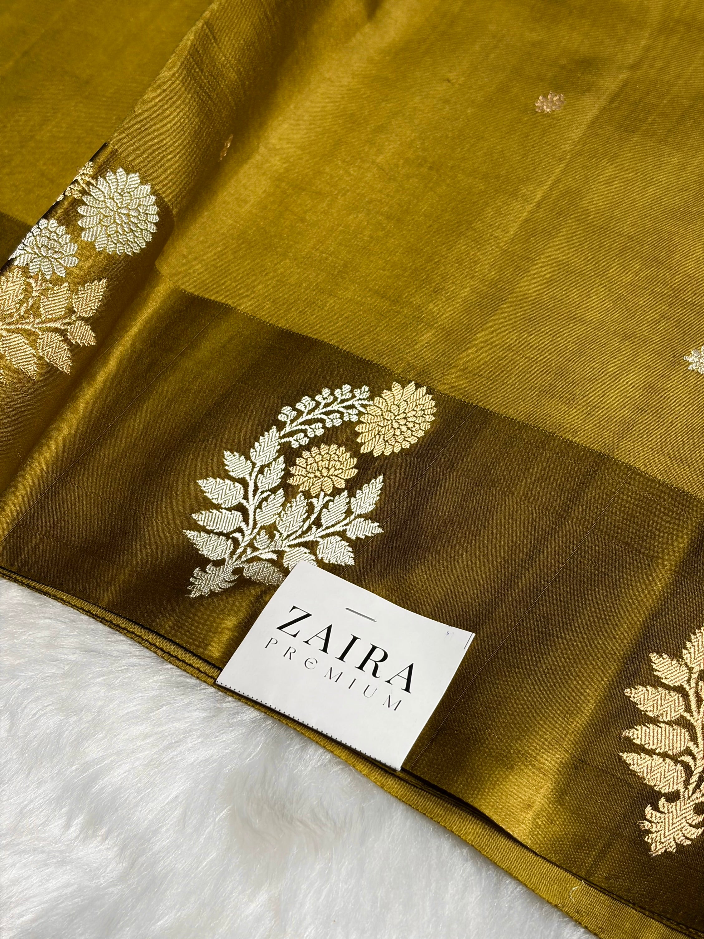 Dark Mustard Shade Handwoven Kaduwa Pure Katan Raw Mango Silk RM-05