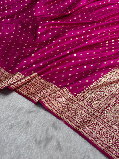 Banarasi Satin Katan Saree in Rani Shades SK88
