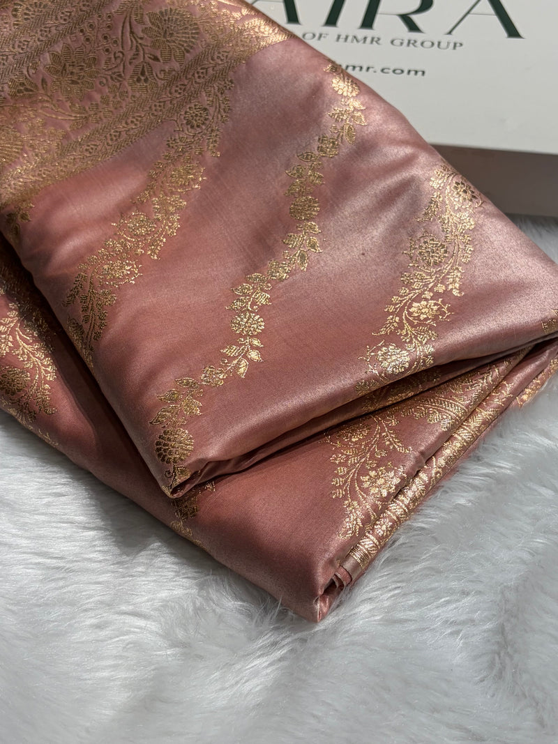 Banarasi Light Weight Satin Silk Mauve Cross Pattern SS10
