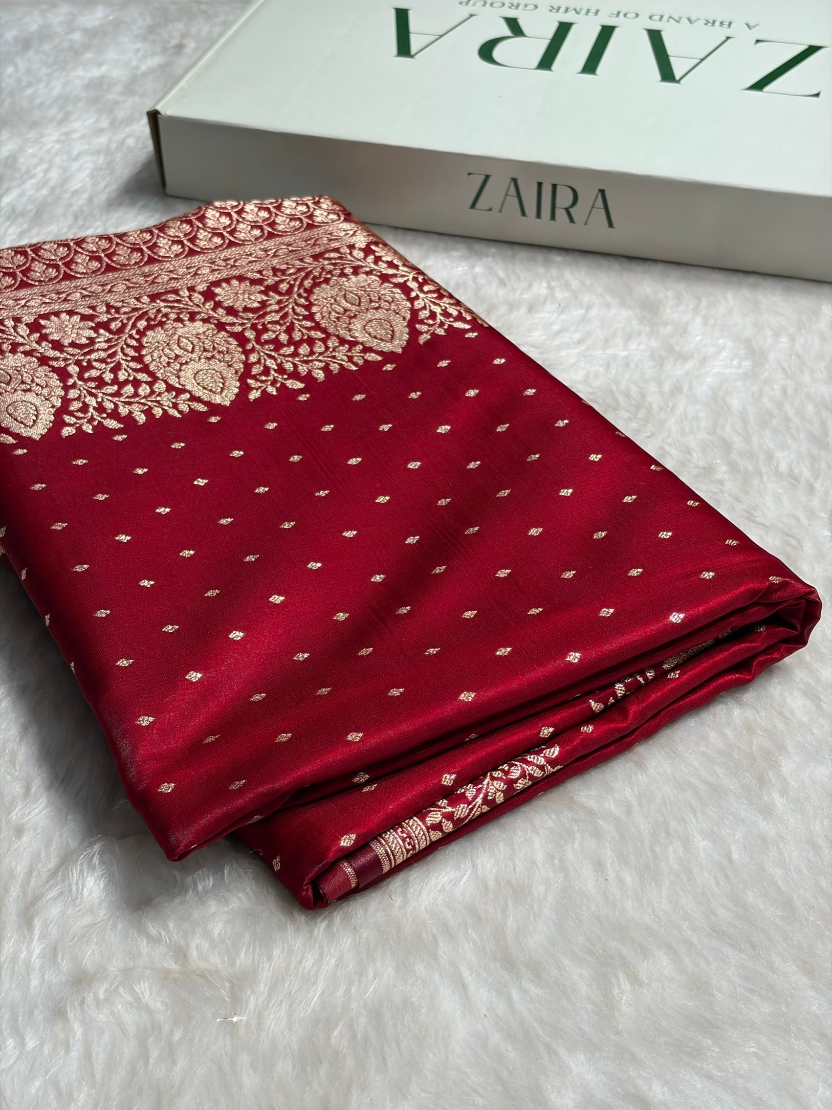 Ultra Light Weight Satin Silk Boota in Maroon Shades SS31