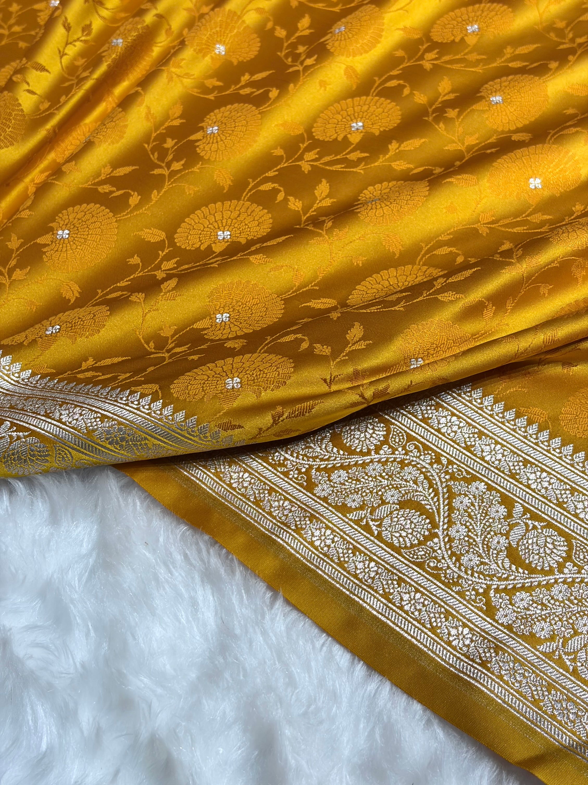 Mustard Shades Tanchoi Motif Mashru Silk Saree MST-11