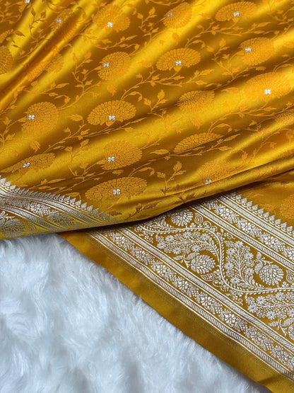 Mustard Shades Tanchoi Motif Mashru Silk Saree MST-11