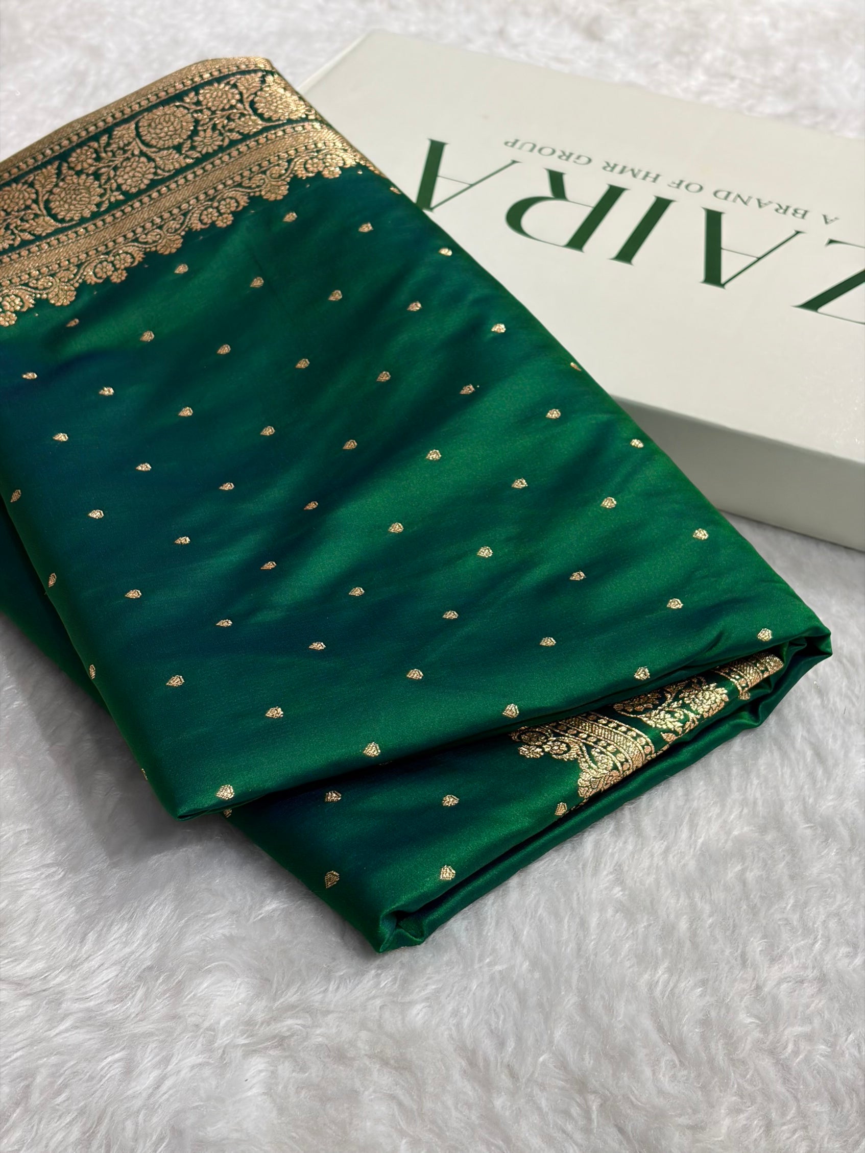 Banarasi Satin Katan Saree in Cross Green Shades SK91