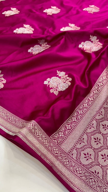 Rani Pink Minakari Boota Mashru Silk Saree