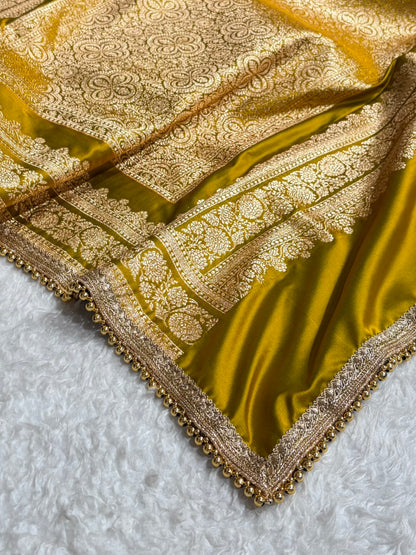 Liril Mehendi Booti Pattern With Gotta Patti Satin Katan Silk Saree SKGP51