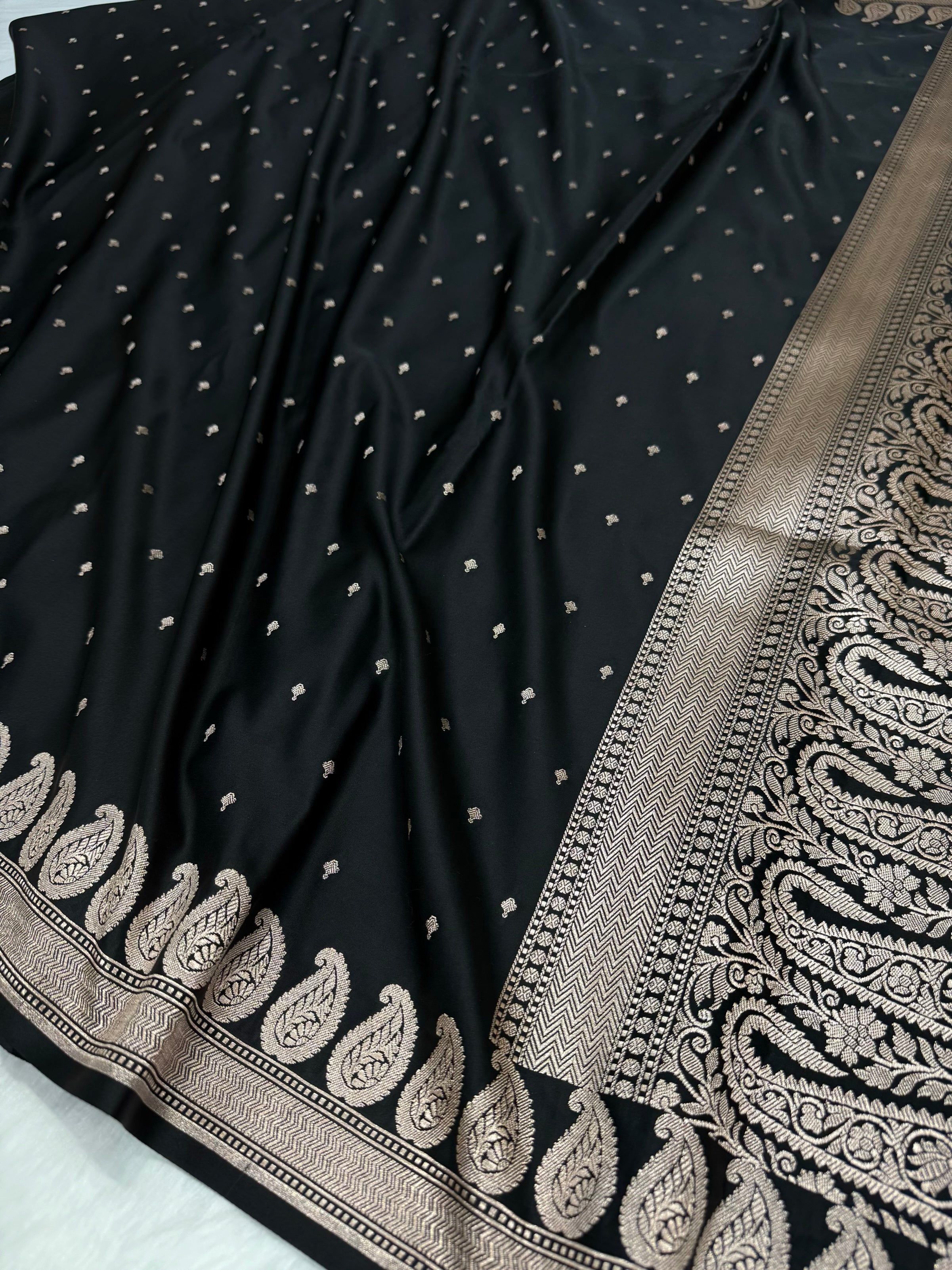 Black Rust Mashru Silk Saree for Festive Seasons MSM 72