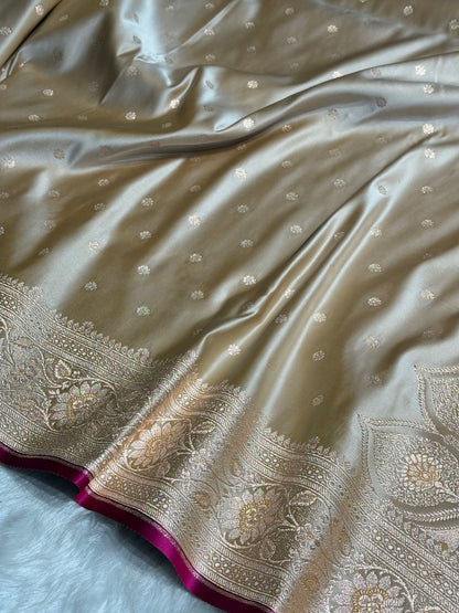 Tusser Booti Satin katan Silk Saree SK11