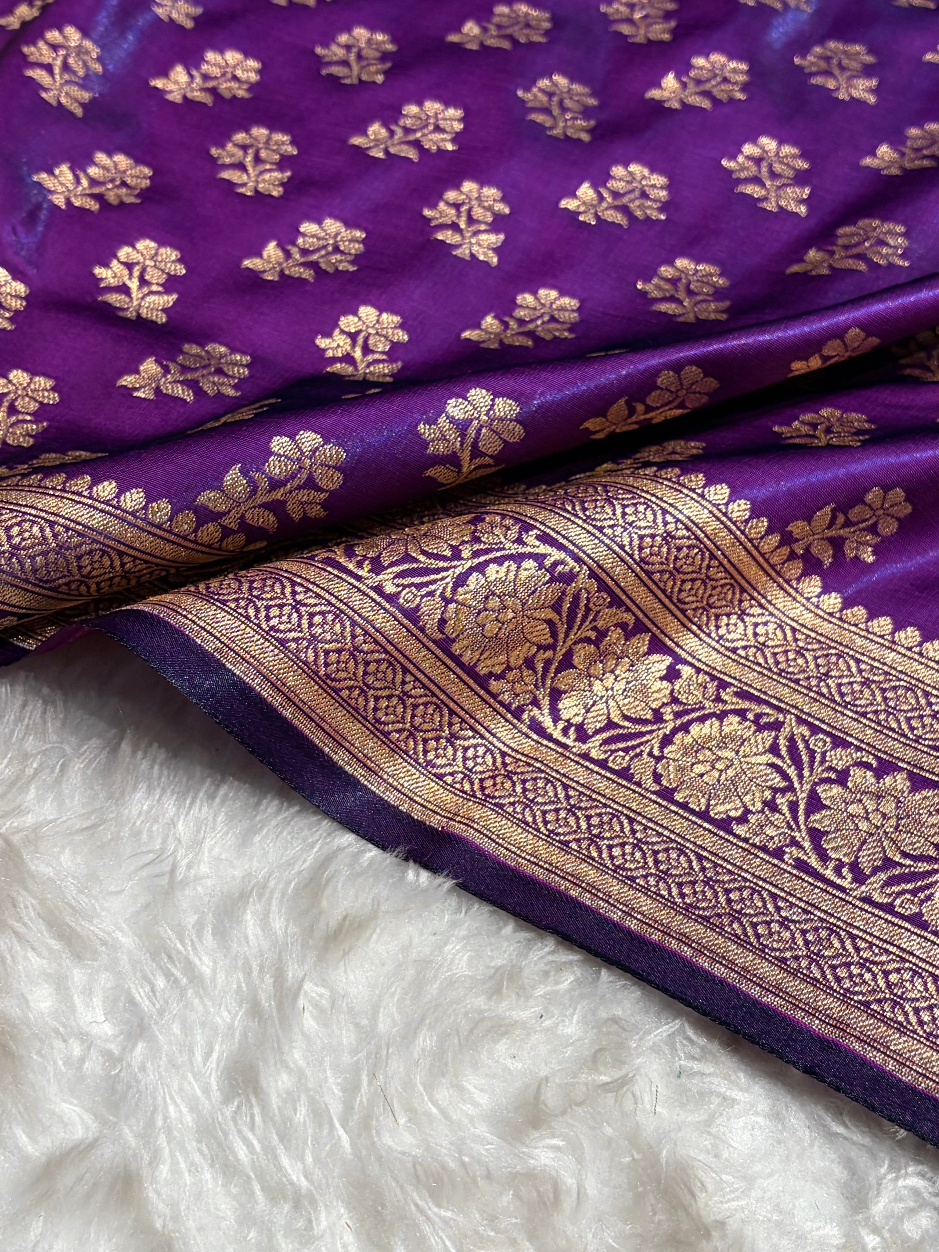 Purple Shades Banarasi Satin Silk Saree SS34
