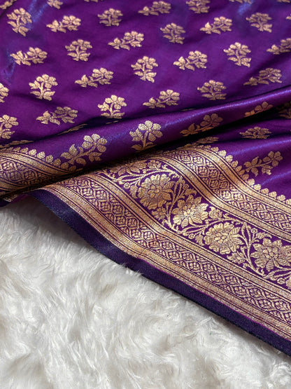 Purple Shades Banarasi Satin Silk Saree SS34