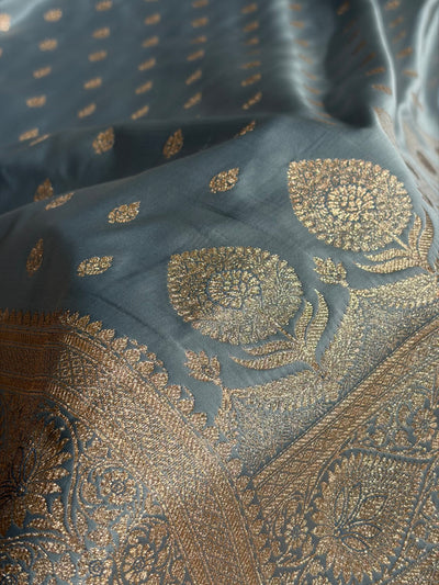 Katan Silk Saree In Grey Shades SK10