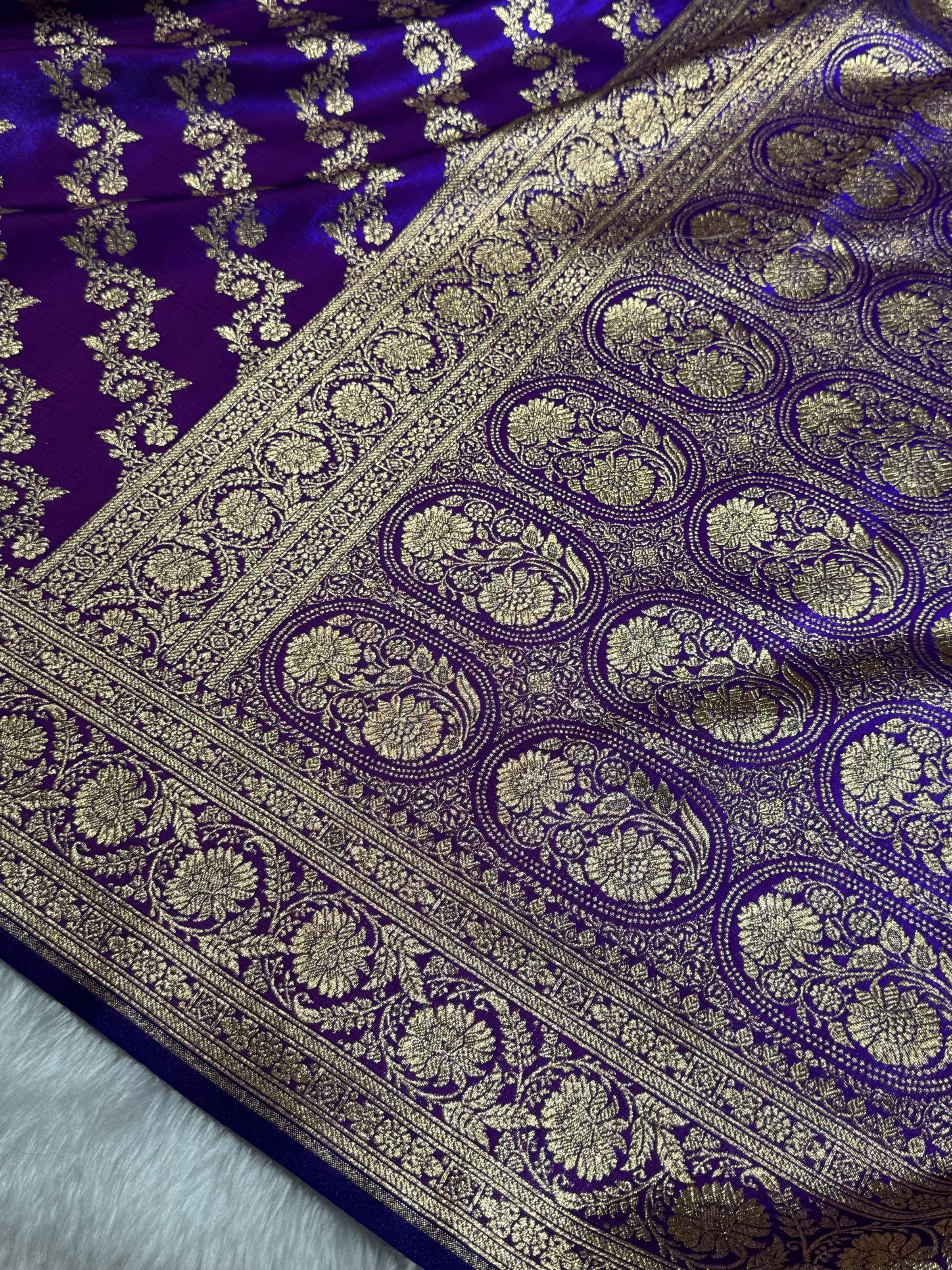 Purple Shades Banarasi Satin Silk Saree SS32