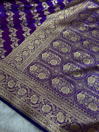 Purple Shades Banarasi Satin Silk Saree SS32