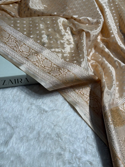 Tusser Shades With Contrast Border Crepe Silky Katan Banarasi Saree CSK-04