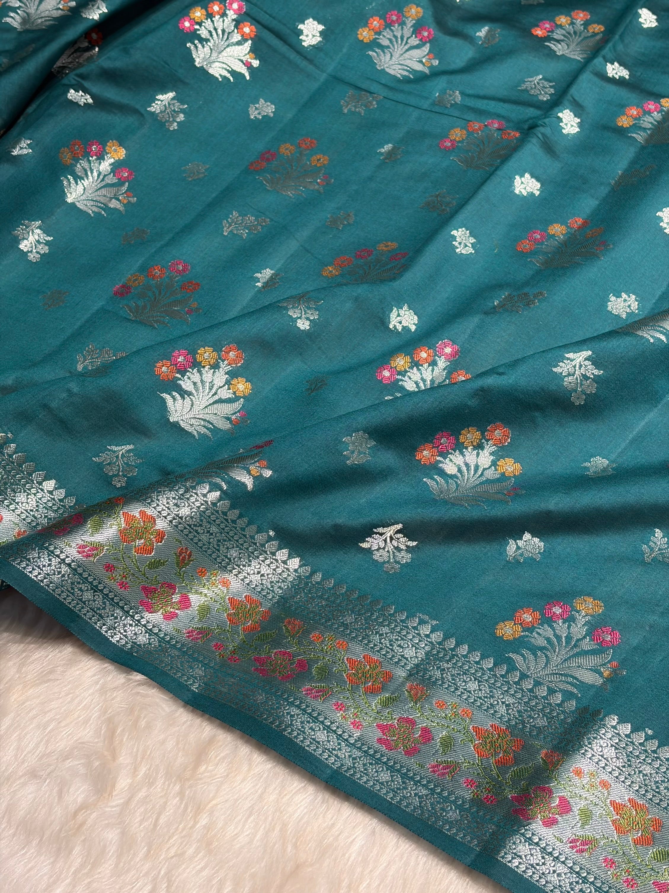 Minakari Dark Rama Shades Pure Chiniya Silk CH-01