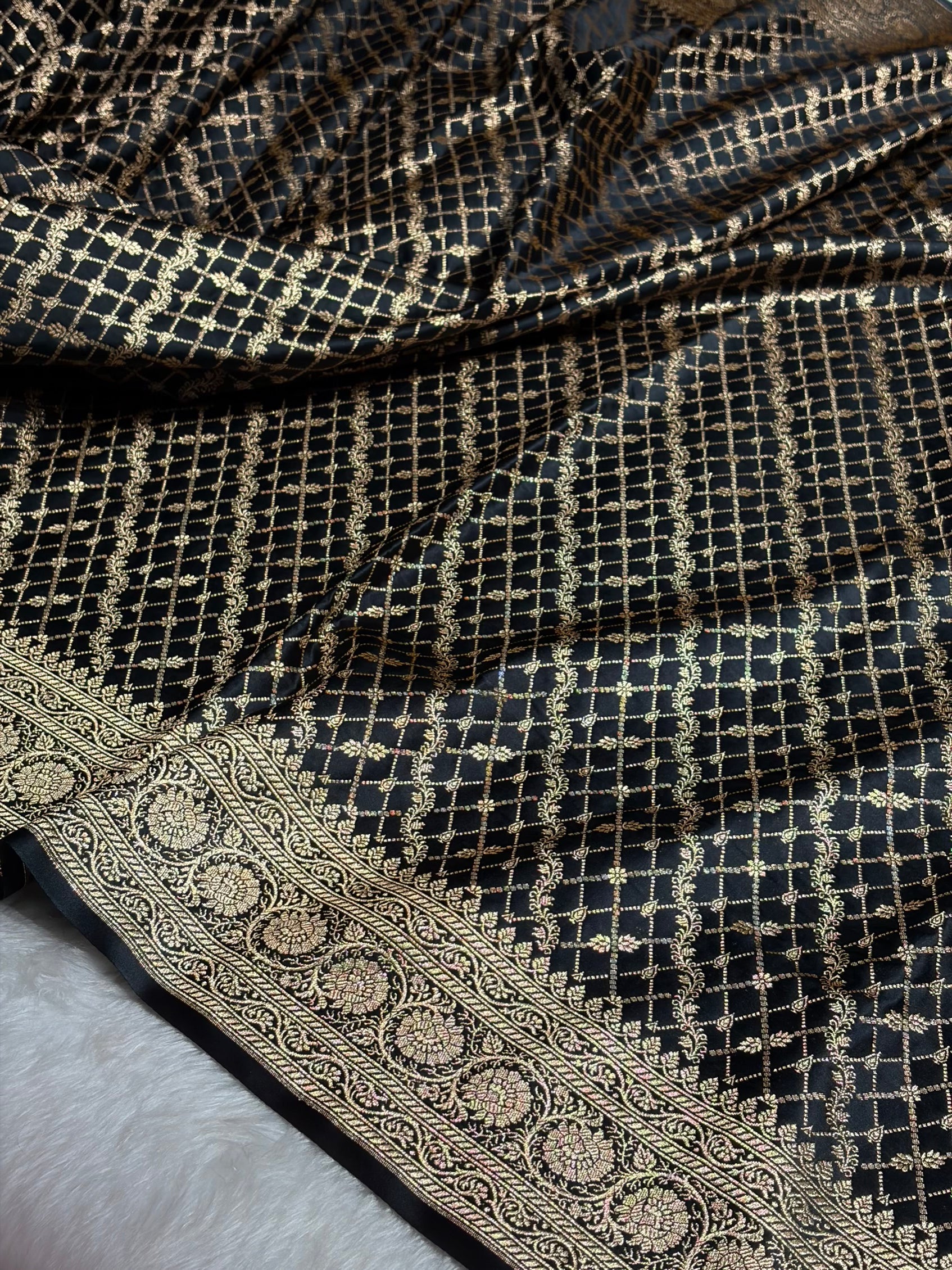 Black Banarasi Brocade Soft Katan Silk Saree SKB-01